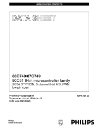 Datasheet P87C749EBAA manufacturer Philips